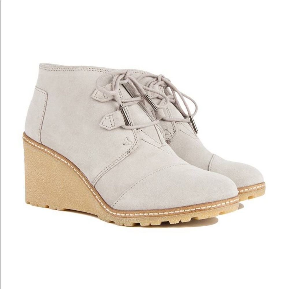 NWB TOMS Desert Wedge/Faux Crepe Wedge Bootie